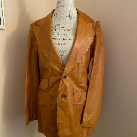 SOLD 1970s Genuine Leather Trench Coat - Picture 2 of 10